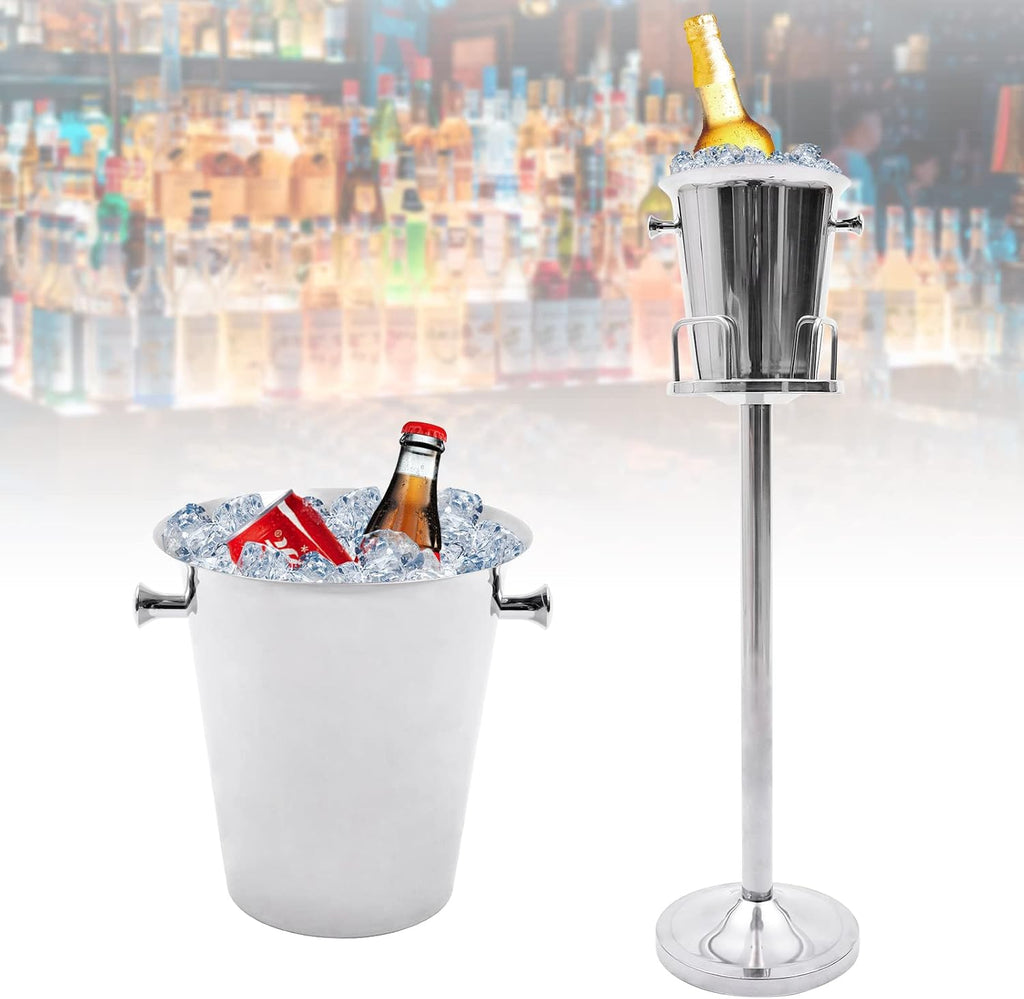 Ice Bucket with Stand, Stainless Steel Champagne Bucket Wine Cooler Ice Chiller for Cocktail Bar, Wine, Home Bar