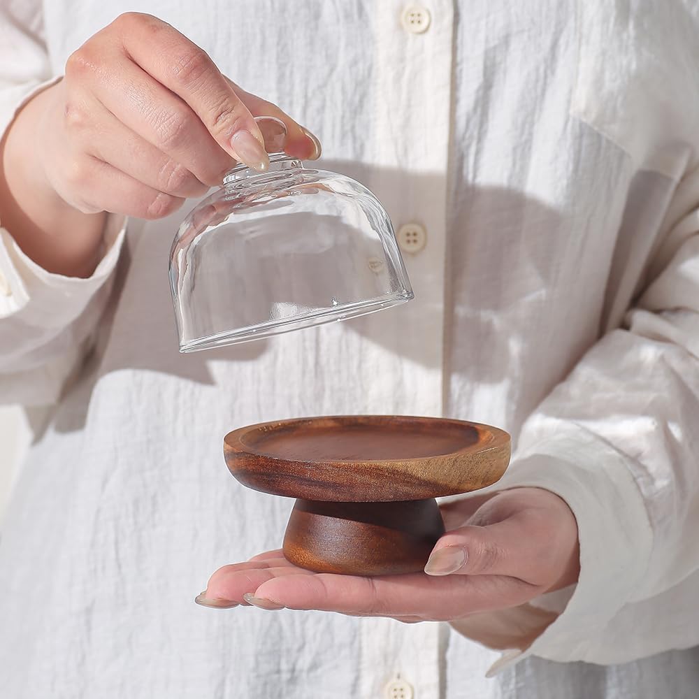 2 sets 4.1 inch of mini glass dessert cups, equipped with high-foot bases; small glass cake stand; transparent - Set of 4