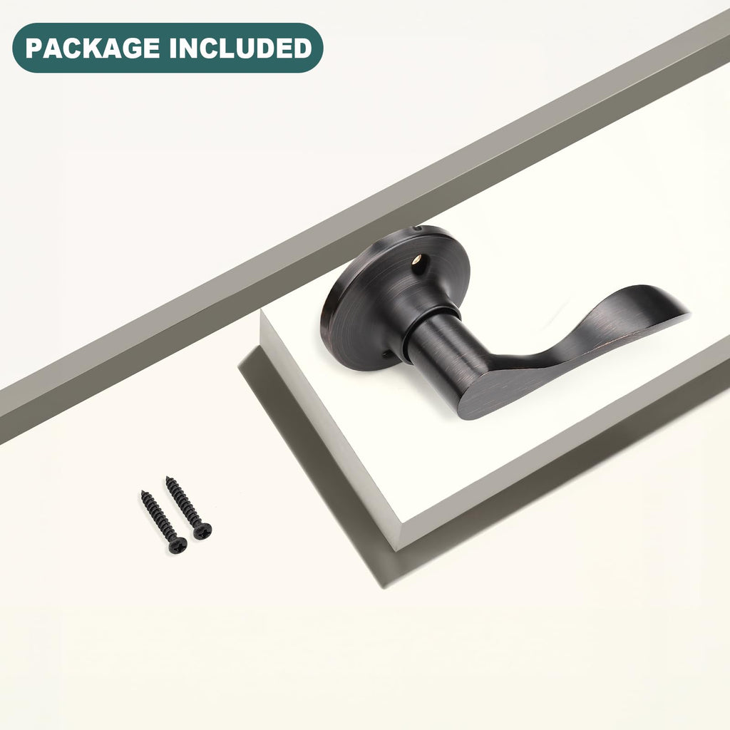 4 Pack Oil Rubbed Bronze Half Dummy Door Handle for Closet Keyless Right Handed Interior Door Lever Wave Dummy Lever