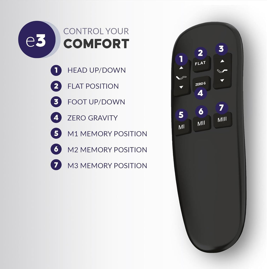 King e3 Adjustable Bed Base Frame with Head and Foot Incline, Wireless Remote Control, Easy Assembly, and 10 Year