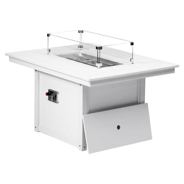 46" Modern Outdoor 55, 000 BTUPatio Backyard Rectangular Gas Propane Deck Fire Pit Table (Rocks Not Included), White