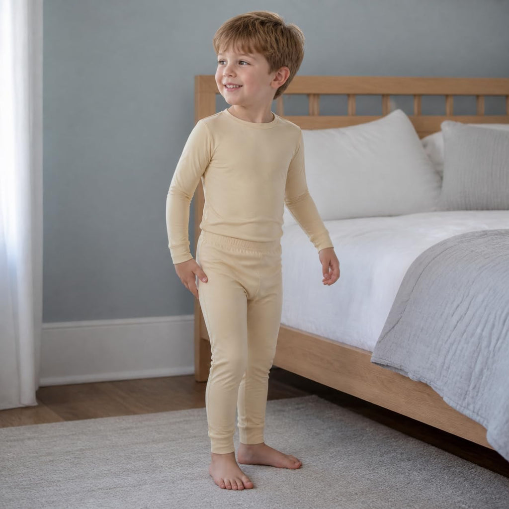 Kids Boys Girls Soft Piece Solid Long Sleeve Shirt and Pants Set