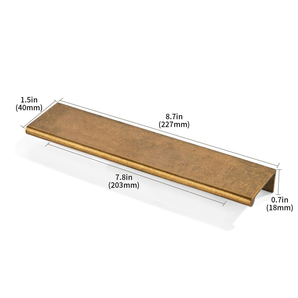 10 Pack 8 inch(203mm) Hole Center Antique Brass Finger Edge Pull Solid Zinc Drawer Pull Hidden Edge Treatment