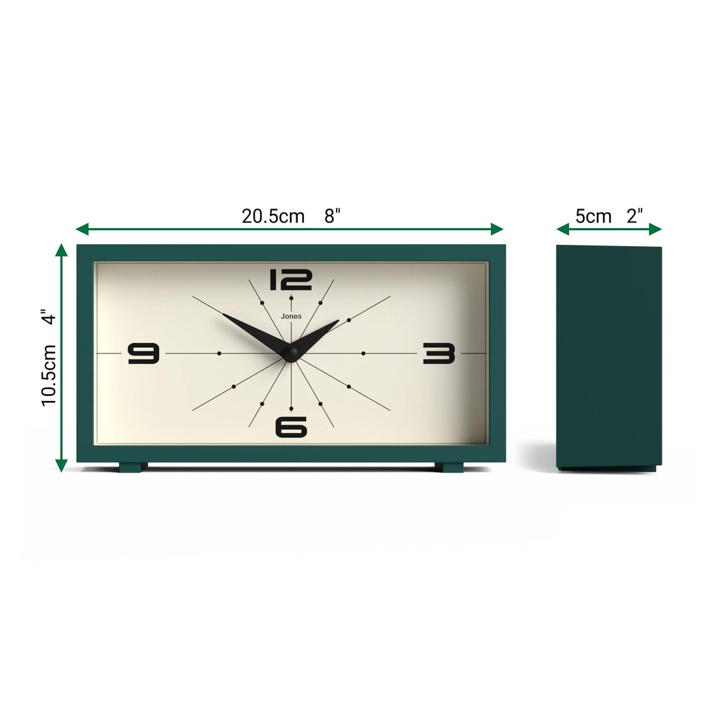 Odeon Desk Clock | Modern Rectangular Design | Dark Green
