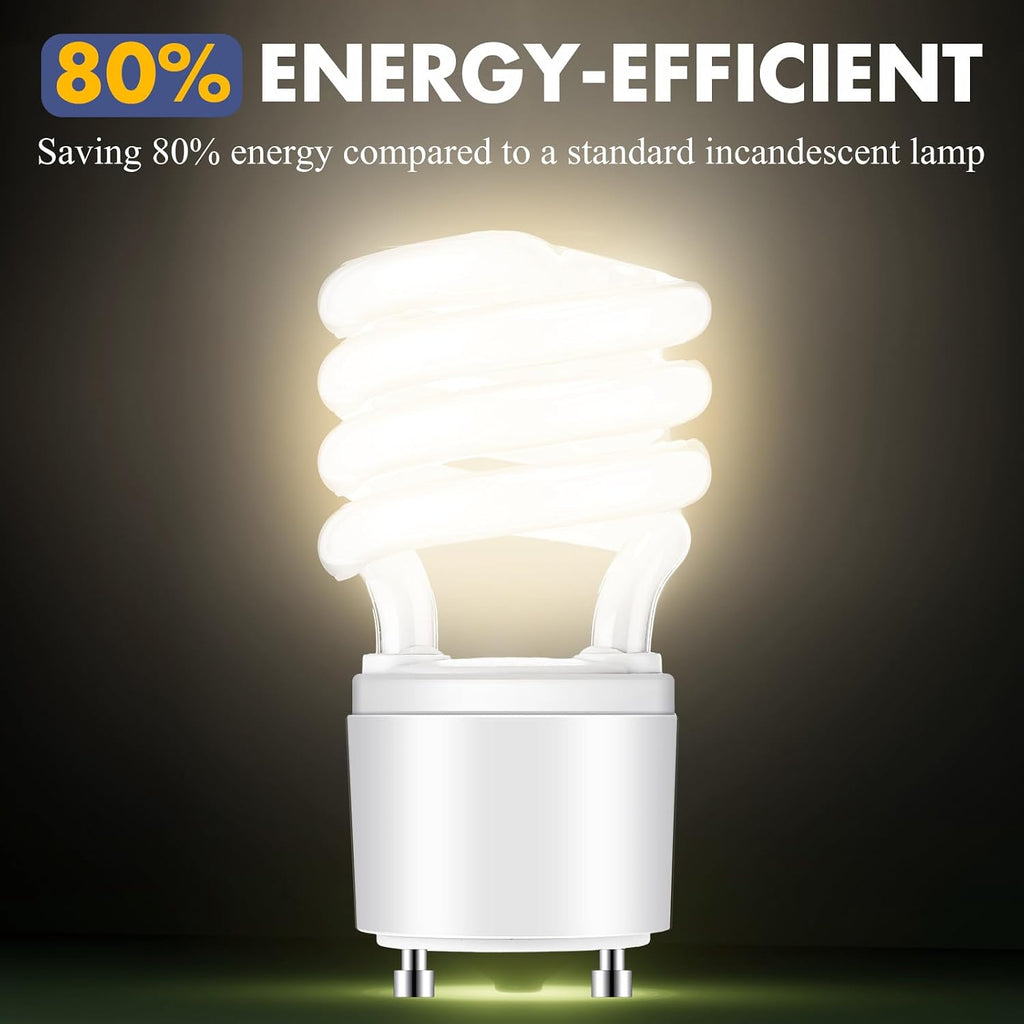 2 Pcs 13W 120v 60Hz Gu24 CFL 2 Prong LED Light Bulb 2700k T3 Spiral