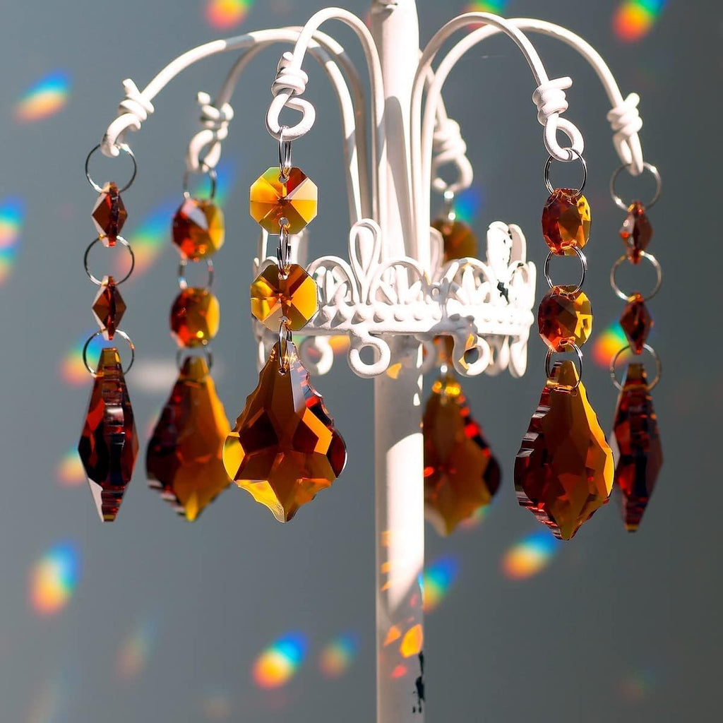 20pcs Crystal Prism Maple Leaf Chandelier Replacement Pendant - Hanging Glass Crystals Octagon Beads for Christmas
