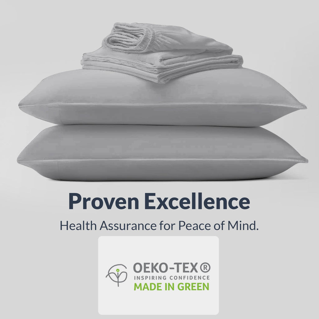 100% Cotton Percale Sheets King Size, Cool & Crisp, 4 Pcs, Light Grey