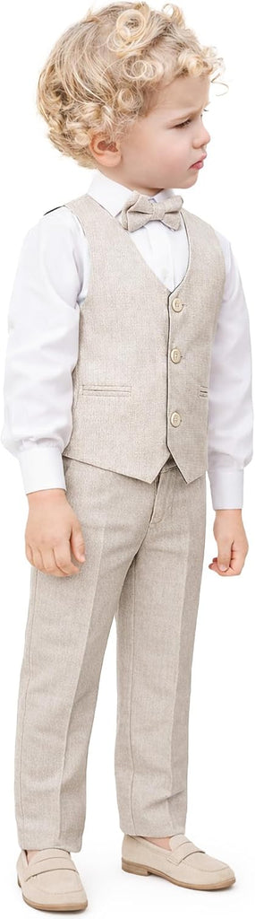 Boys Formal Suit 4 Piece Vest, Pants and Tie Dresswear Suit Set