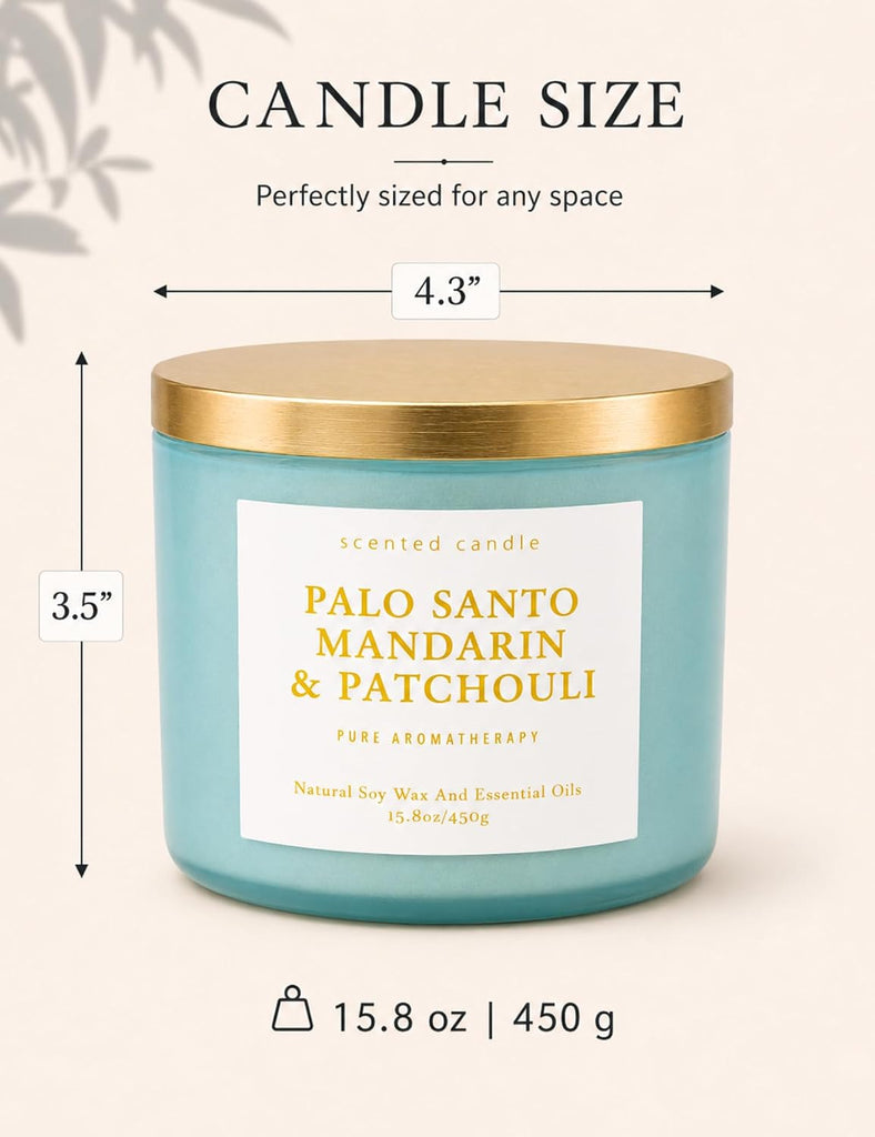 Palo Santo Mandarin Patchouli 3-Wick Soy Scented Candle, 15.8 oz - Set of 158