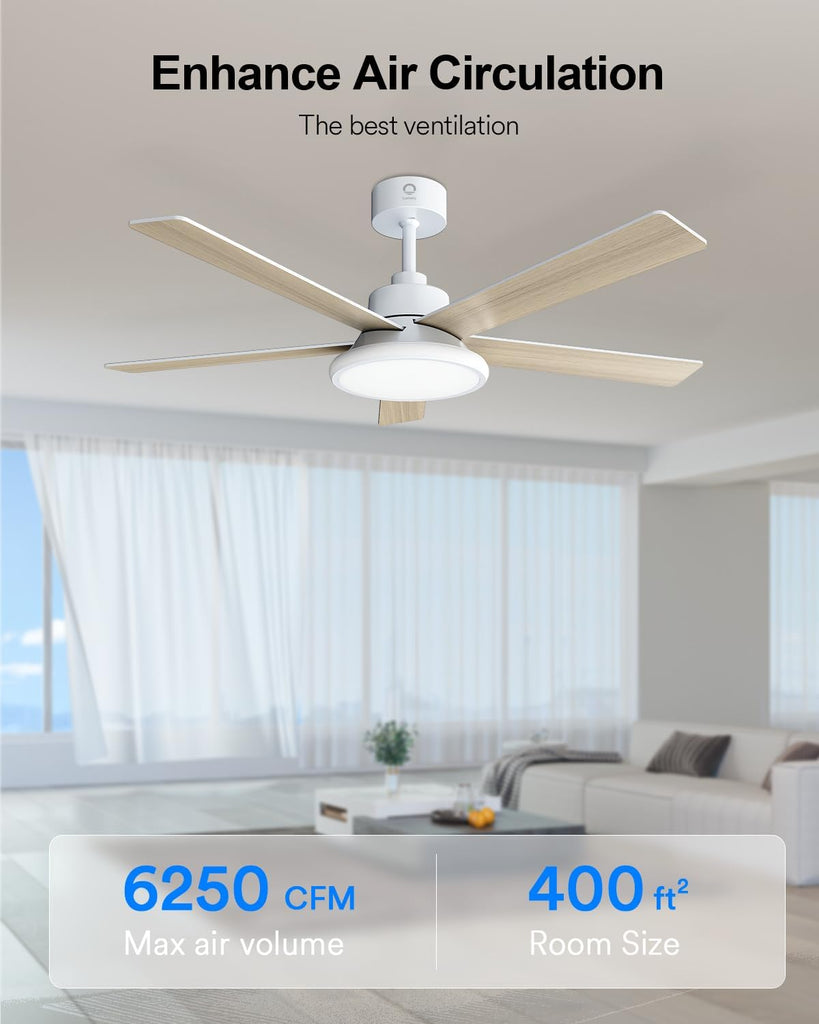 52'' Smart Ceiling Fan with RGBAI Lights Remote, RGB & Stepless Color Temperature, Work with Alexa/Google/App