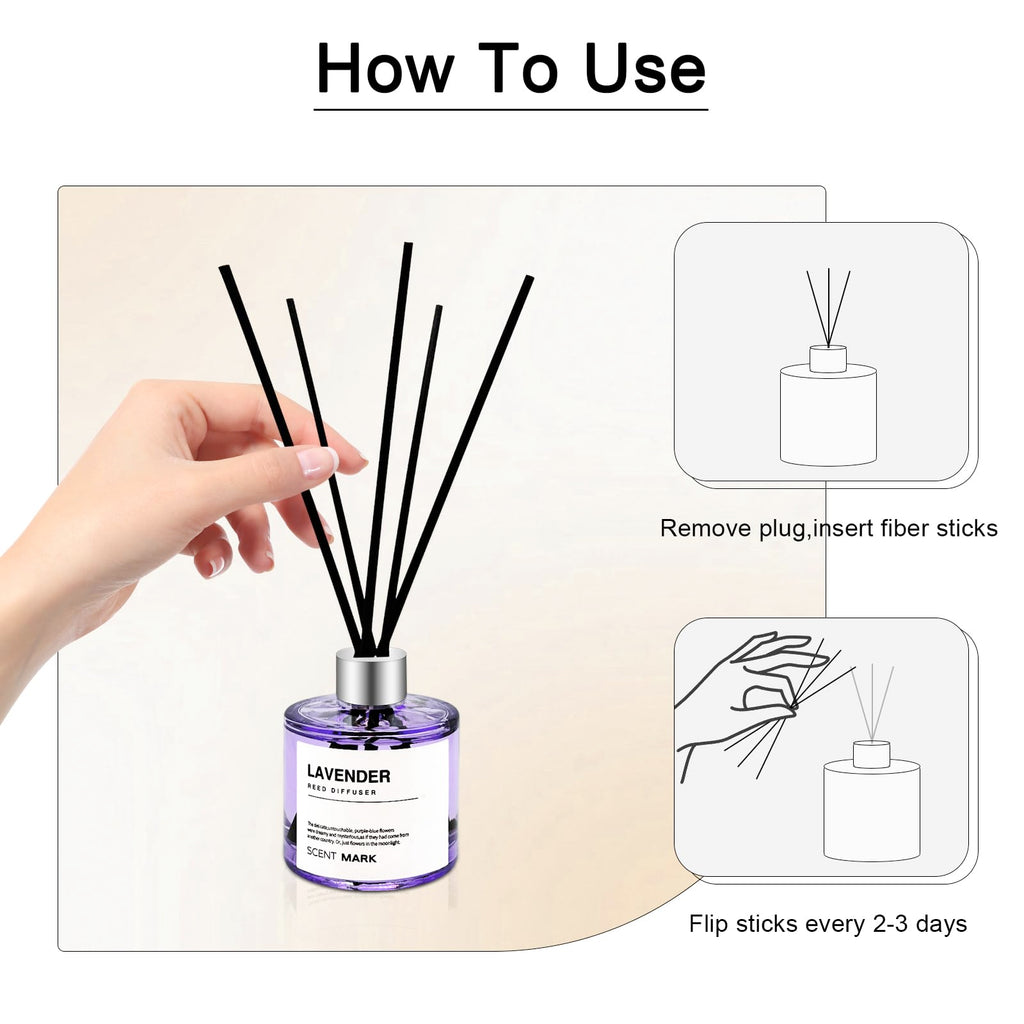 Reed Diffuser Set of 3 Pack, 50ML Lavender Jasmine Gardenia Scented Oil Diffuser with 5 Sticks, Home Fragrance Reed