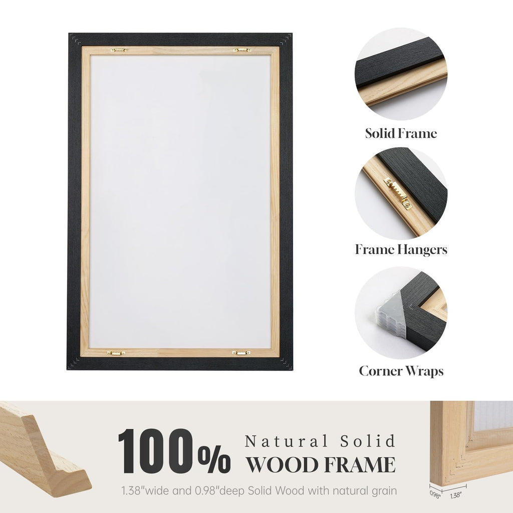 Framed Modern Urban Landscape Wall Art, Square Multi Color Canvas Prints Paintings, Contemporary Cityscape and Trees