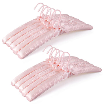 Satin Padded Hangers for Women Clothing 17-inch 10 Pack Pink