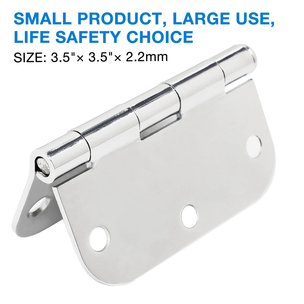 6 Pack Door Hinges Polished Chrome 3.5 Inch Rounded Standard Interior