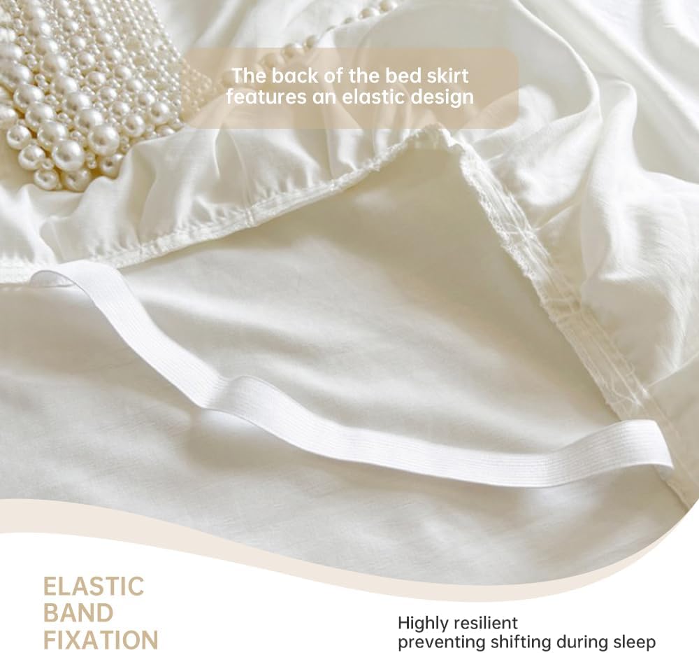 Floral Stereo Lace Bed Skirt for King Bed - 17in. Drop, Dust Ruffle Bedskirt Anti Wrinkle & Fade Resistant