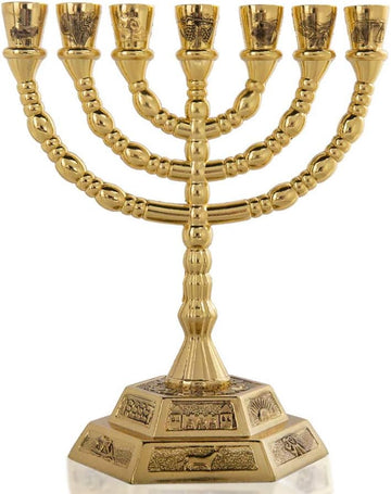 6" 7 Branch Candle Holder, Hanukkah Decoration