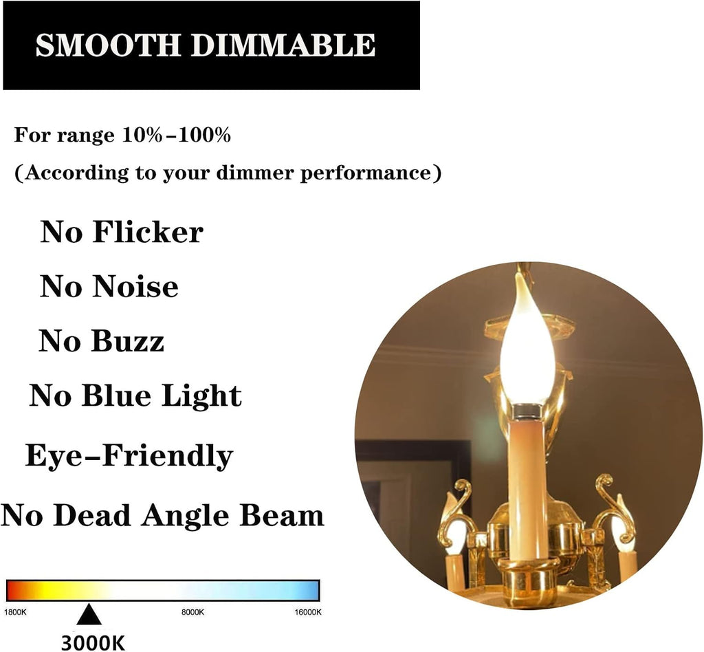 E12 Candelabra Bulb 60 Watt Dimmable Frosted Chandelier Light Bulb