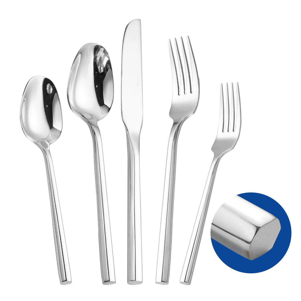 Silverware Set, Flatware Set with Hexagon Handle 20 Pieces 18/0 Stainless Steel Cutlery Set for 4 Mirror