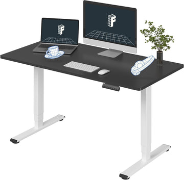 E6 3-Stage Dual Motor Electric Standing Desk 55 x 28 Sit Stand Up Desk, Holds 220 lbs, Adjustable Height w/Memory