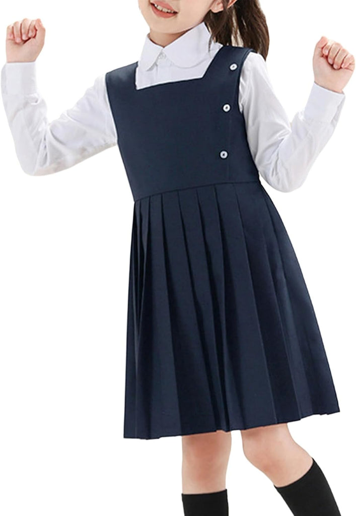 Girls Uniform Pleated Jumper Dress for Back to School