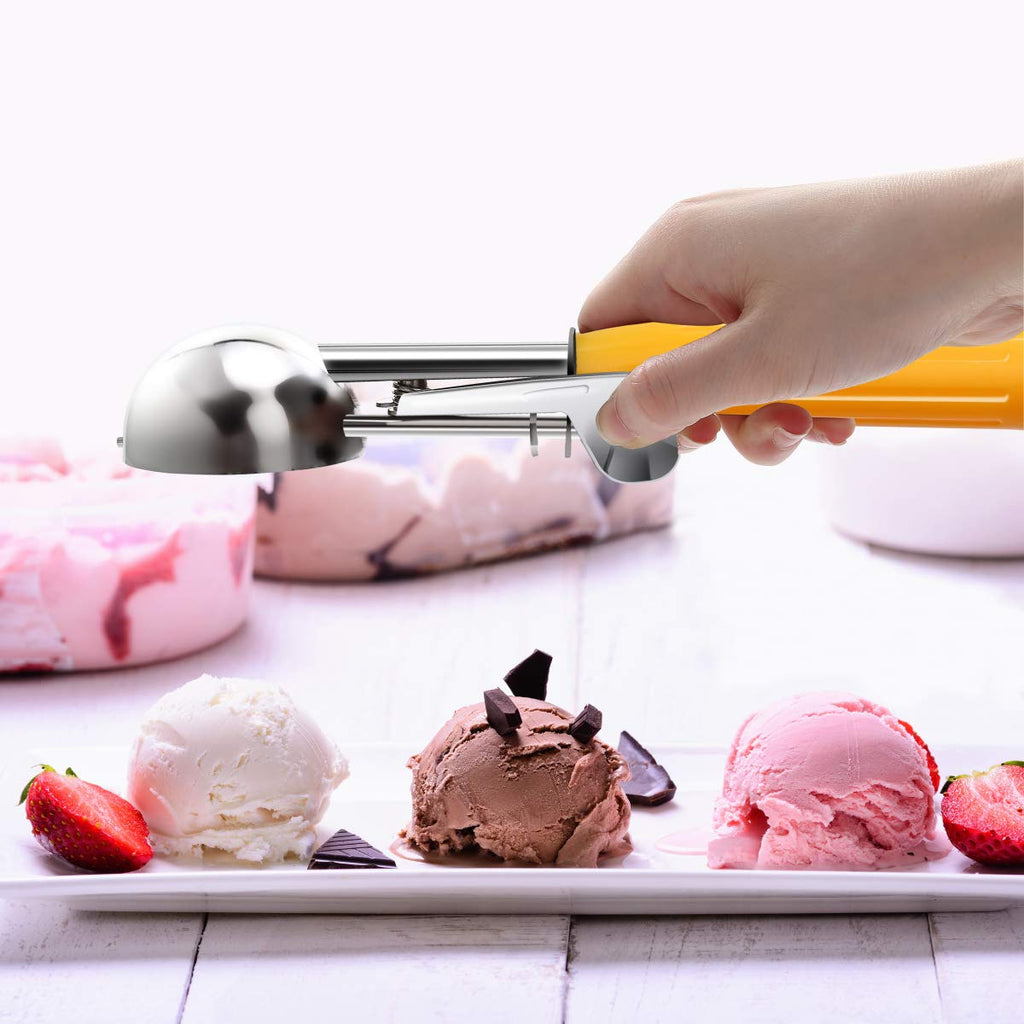 Commercial-Grade Ice Cream Scoop 1.63 oz, 18/8 Stainless Steel Cookie Scoop with Plastic Handle, Portion Control