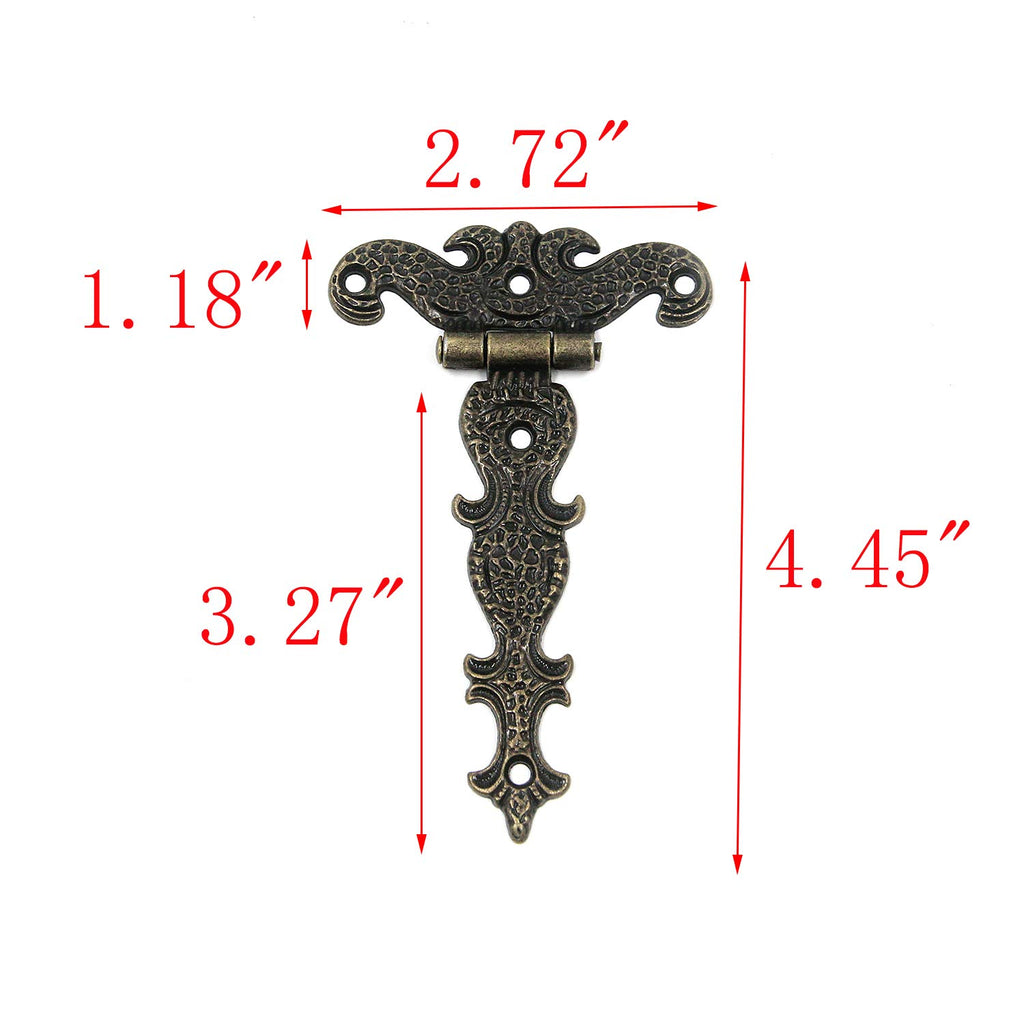 4.45" x 2.72" Antique Bronze Tee Hinge Pack of 4