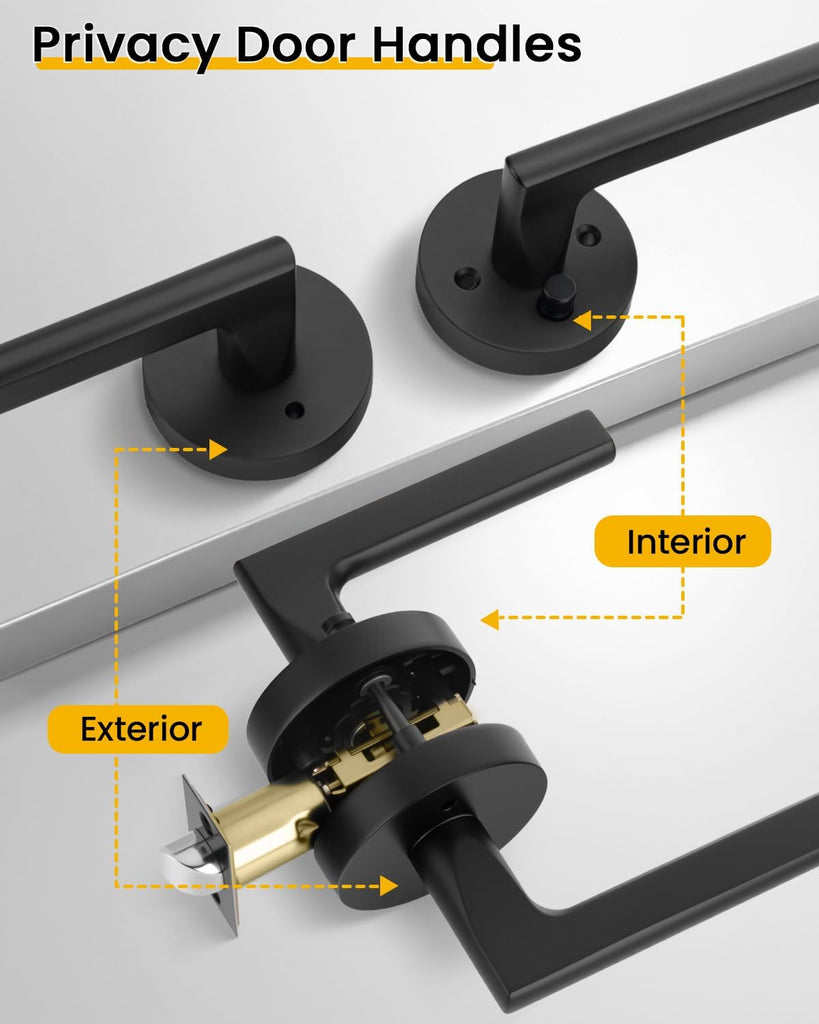 Matte Black Door Handles Interior Privacy Door Handle 1 Pack