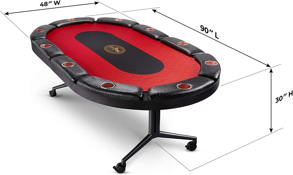 Triton Premium Foldable Poker Table with 10 Chairs - Soft-Padded Armrest, Individual Cup Holders, Portable Mat