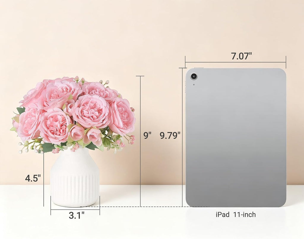 Fake Flowers with Vase 9" Pink Artificial Flowers Coffee Table Decor