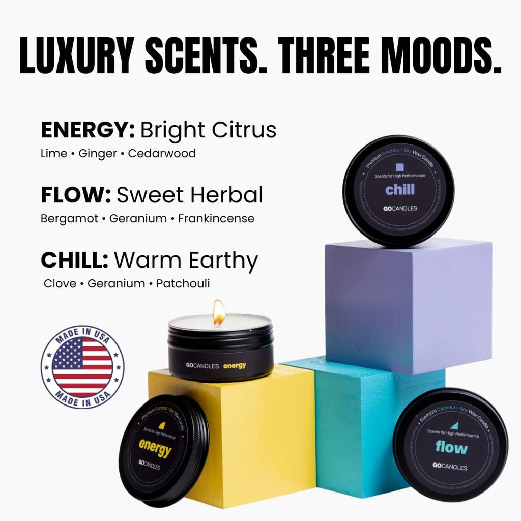 Premium Scented Candle Gift Set | 3 Aromatherapy Candles | Natural Coconut Soy Wax | Clean Burning | Hand-Poured in