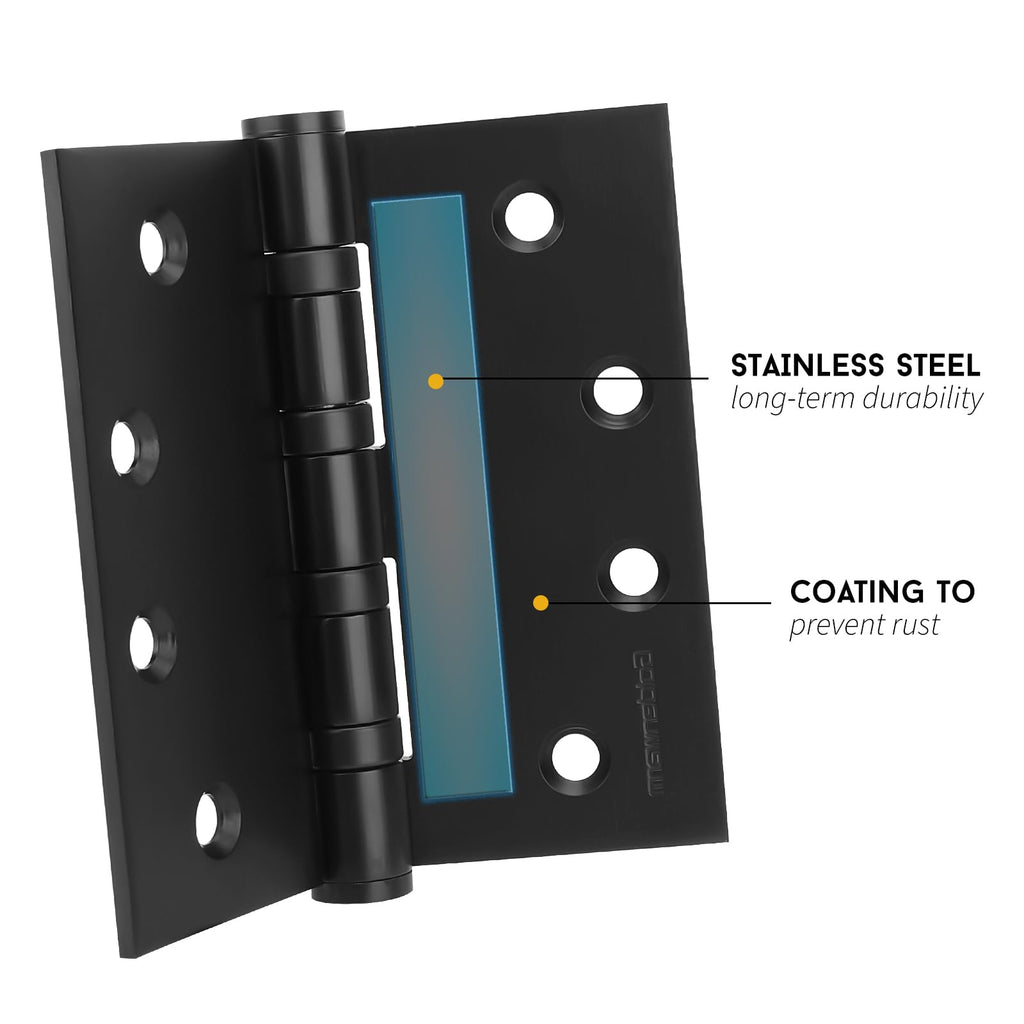 6 Pack 4 x 4 Inch Ball Bearing Door Hinges with Square Corners