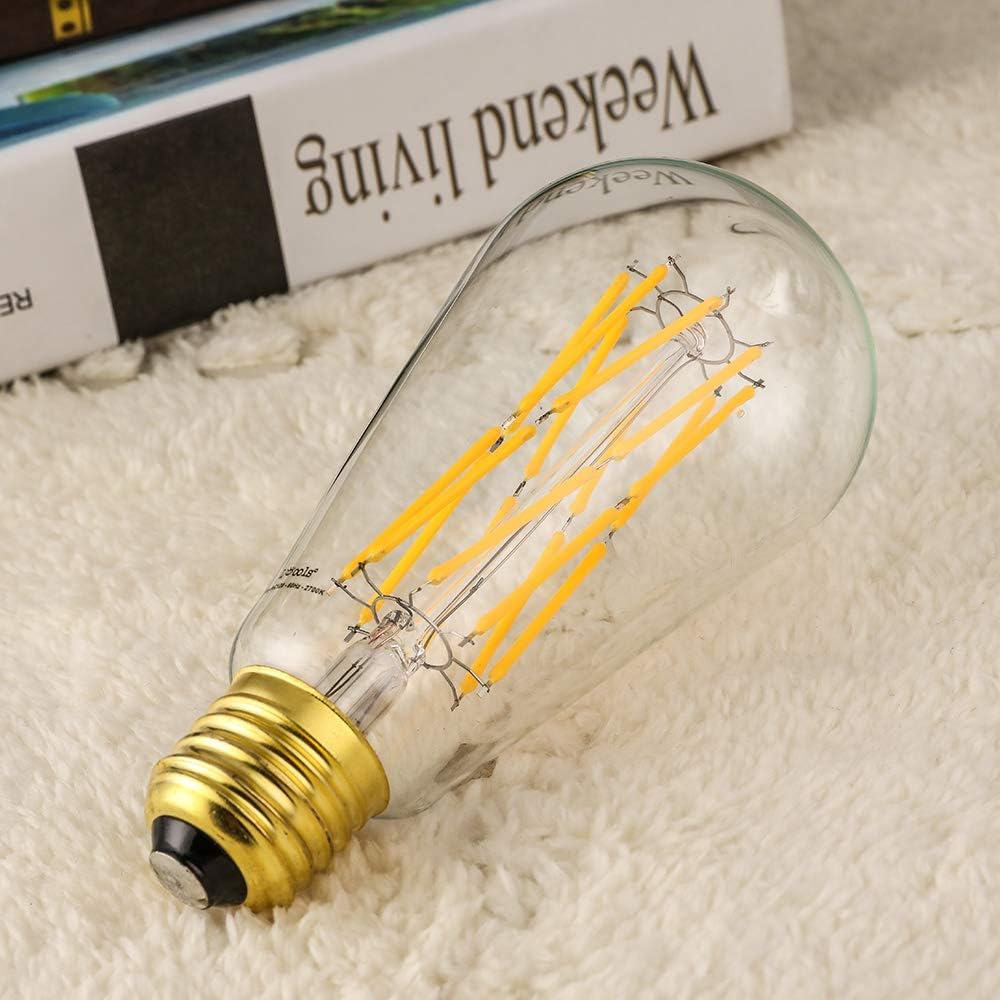 Vintage LED Edison Bulb Dimmable 15W,Equivalent 120W, Antique Style ST64 LED Filament Bulbs,1300 Lumen,2700K Soft
