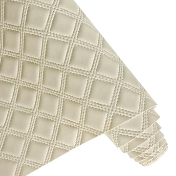 Solid Plaid Embossed Faux Leather Fabric, 16"×54" Soft Durable Synthetic Pleather for Wallets Handbag Sewing