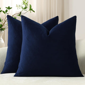 Euro Sham Covers 26x26 Navy Blue: Pack of 2 Cozy Soft Square Modern Luxury Decorative Throw Pillow Cases for Sofa