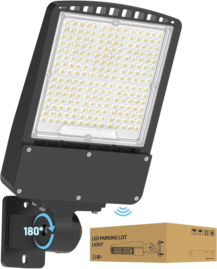 LED Parking Lot Light 150W - 5000K 22500lm UL Listed - Black Led Flood Lights Outdoor Pole Light with Photocell