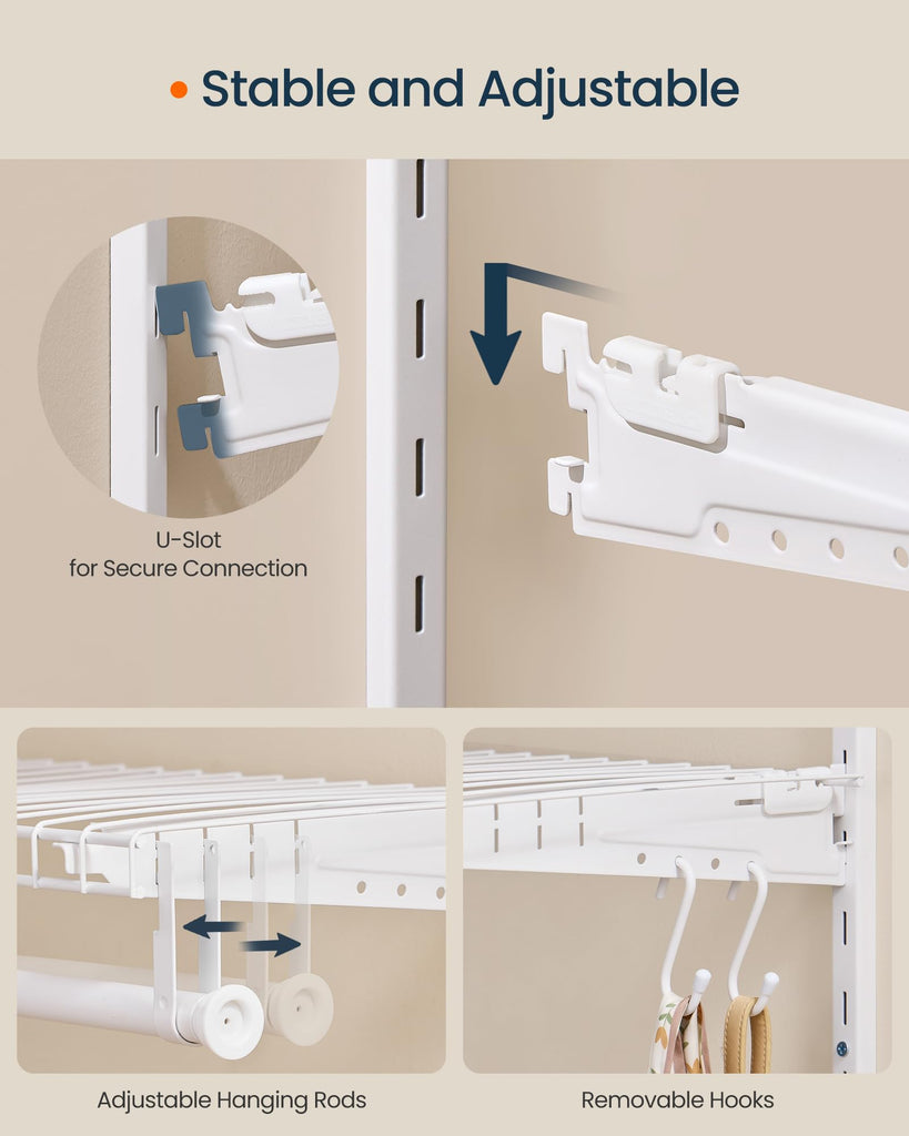 Closet System, Closet Insert Organizer, 6-8 ft Closet Shelves