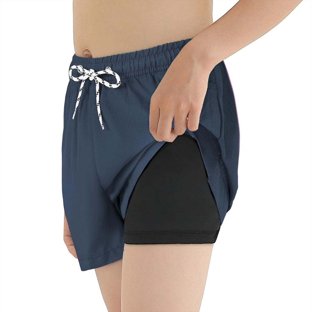 Boys Swim Trunks with Compression Liner Quick Dry Swim Shorts