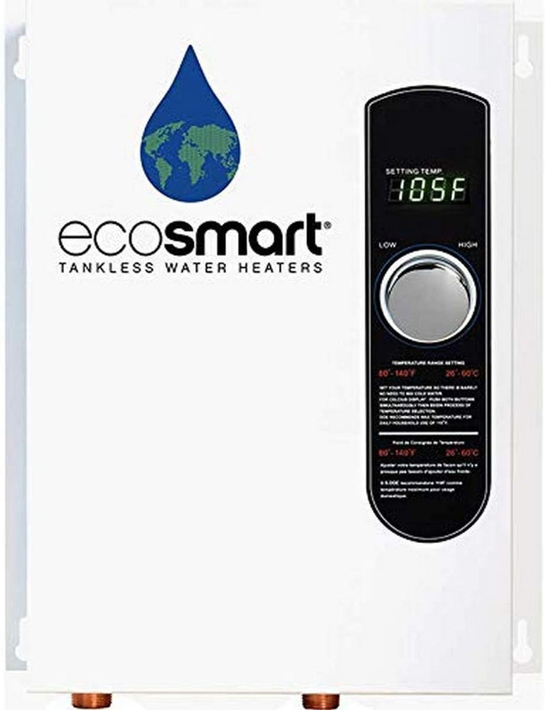 ECO 18 Electric Tankless Water Heater, 18 KW at 240 Volts with Patented Self Modulating Technology, 17 x 14 x 3.5, White
