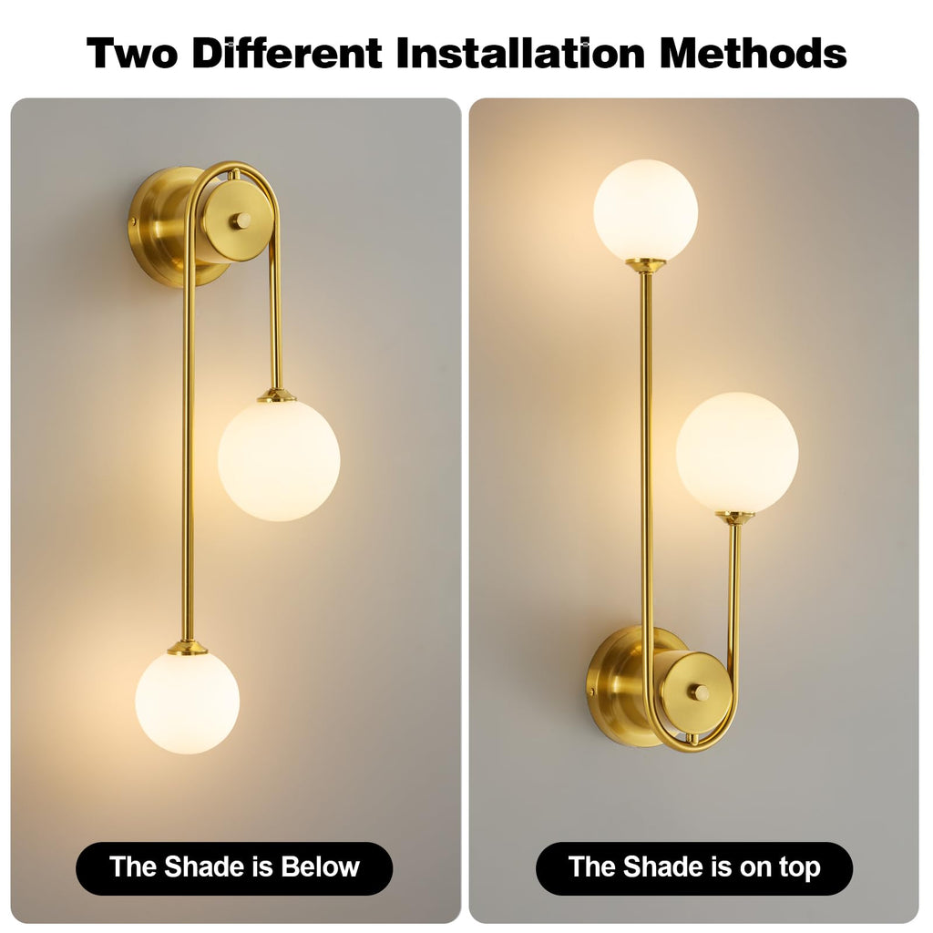 Globe Wall Sconce, Double Hanging Ball Sconce, Modern Indoor Sconces