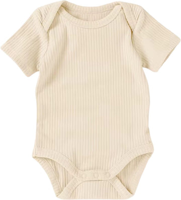 Organic Cotton Baby Bodysuit - Short Sleeve Ribbed Onesie for Newborns & Infants