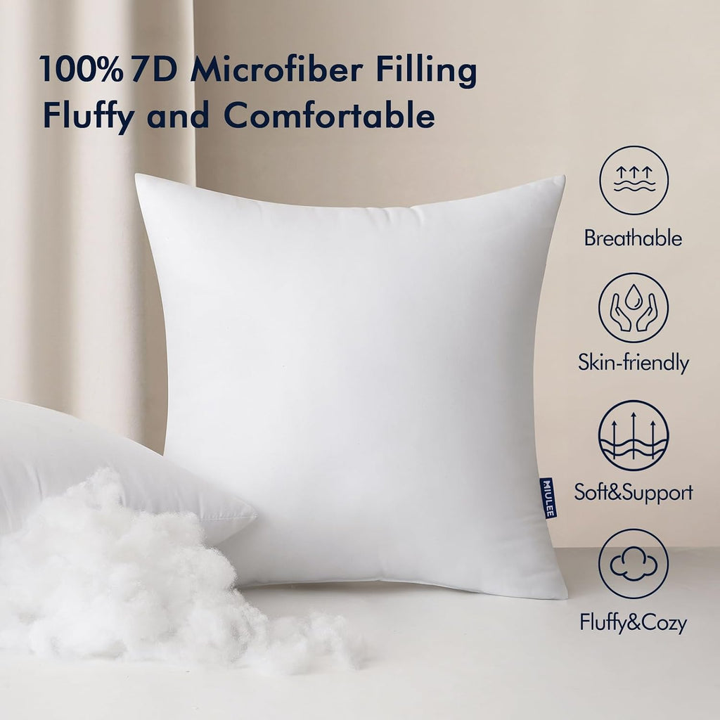 18x18 Inch Outdoor Pillow Inserts Waterproof Pillows - Set of 4
