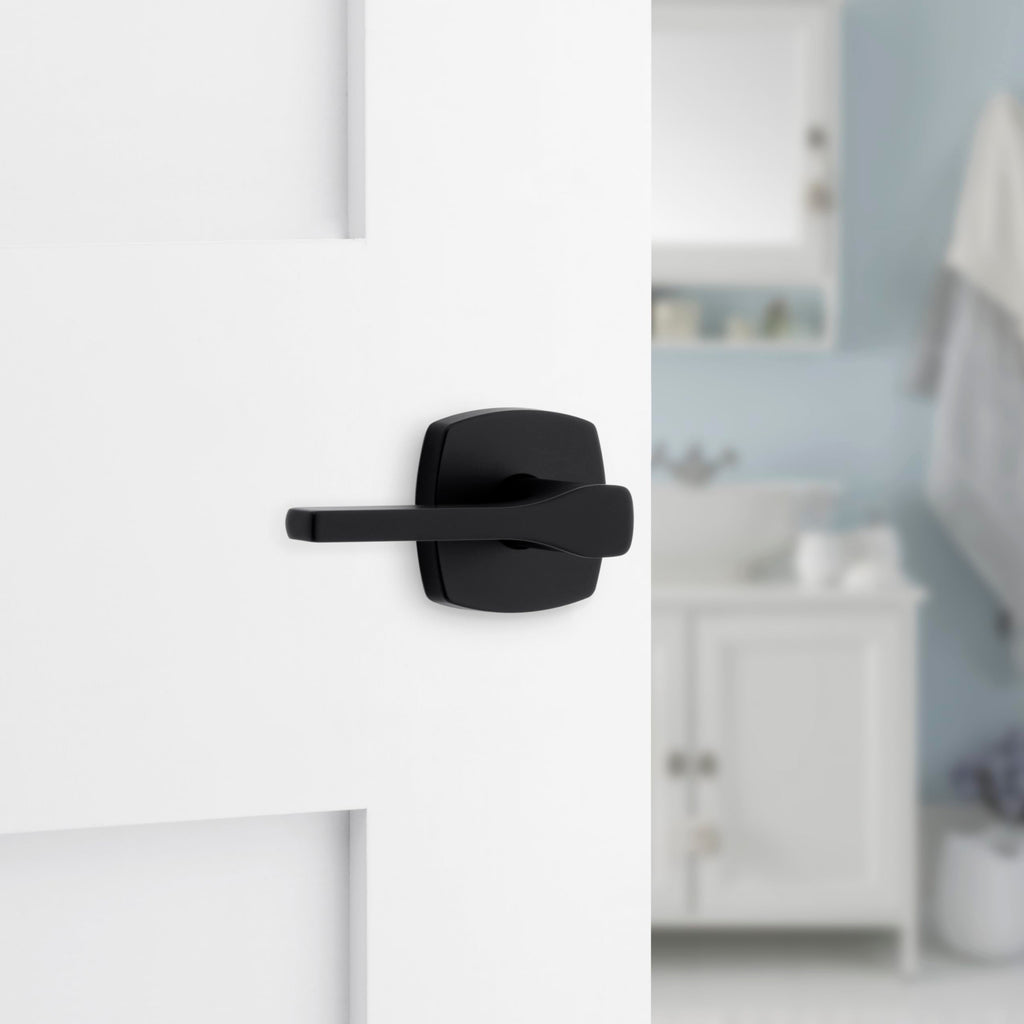 Tripoli Lever Interior Privacy Door Handle with Lock, Door Lever , Matte Black Reversible Keyless Turn Lock, with