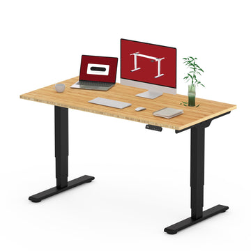 48 Inch Bamboo Standing Desk, 3 Stage Dual Motor Height Adjustable Desk