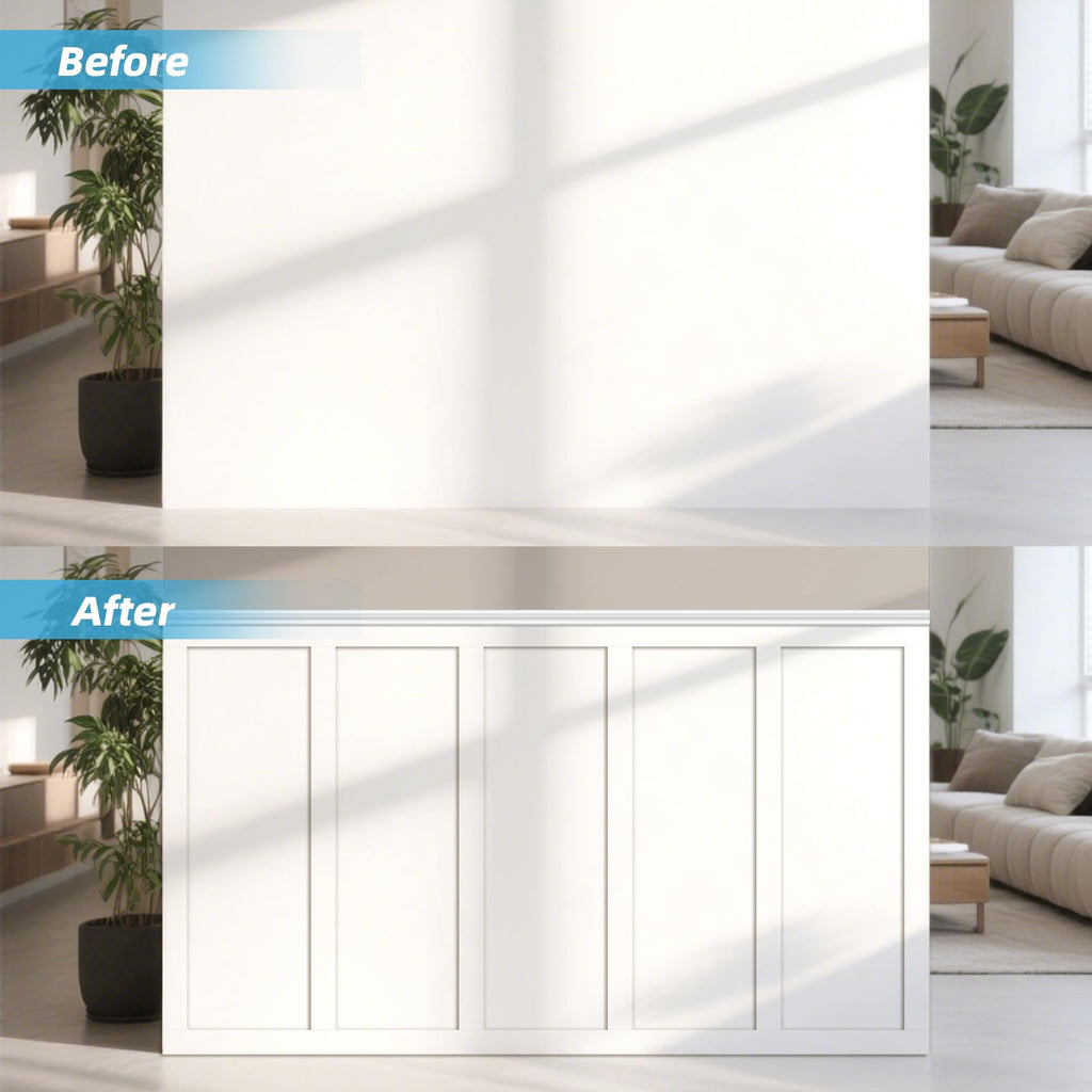 MDF Premade Paintable Board and Batten Wainscoting Kit, 189 x 54 in