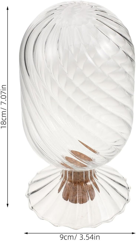 Glass Match Cloche Holder with Cork Stopper for Fireplace and Dining Table, 7.1x3.5 Inch Glass Container Keeps