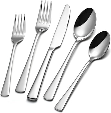 Silverware Set for 8, 40-Piece Forged 18/10 Stainless Steel Flatware Set, Mirror Finish Cutlery Set Dishwasher Safe