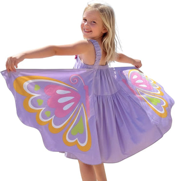 Kid Girls Wings Dress - Toddler Sleeveless Fairy Sundress with Pockets