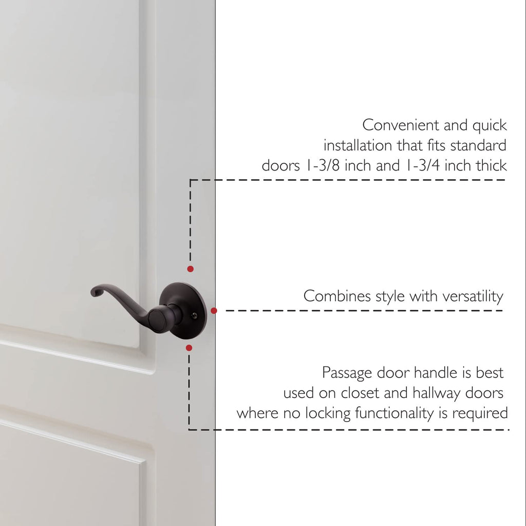 Scroll Passage Door Lever, Matte Black