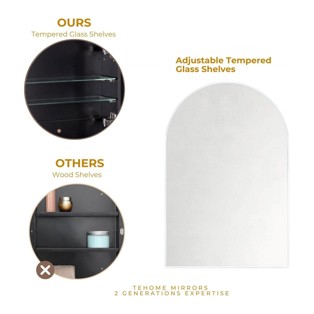24 x 36'' Chrome Arch Bathroom Medicine Cabinet with Mirror Recessed and Surface Mounted Chrome Medicine Cabinet