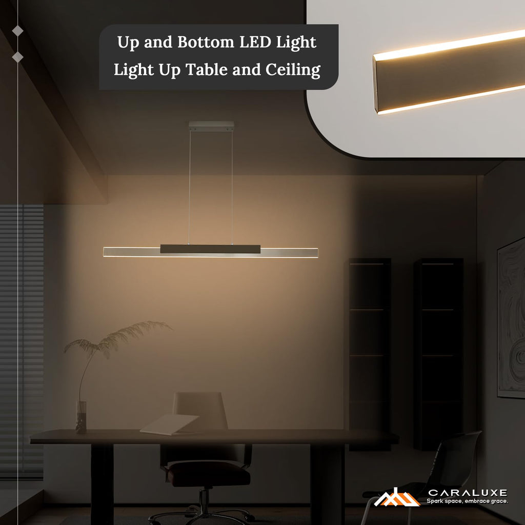 LED Linear Pendant Light 52in Brushed Nickel Chandelier Dimmable